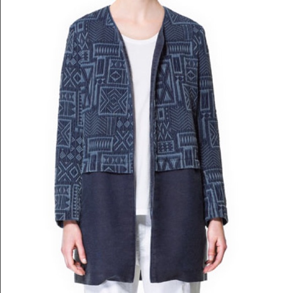 Zara Texture Coat in Blue